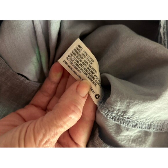 Cat & Jack S 6-6X Blue  bell sleeve girls embroidered floral boho cotton blouse - Picture 9 of 9